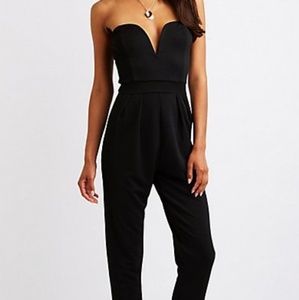 V Notch Strapless Jumpsuit